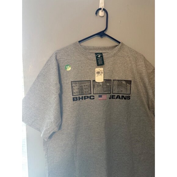 Beverly Hills Polo Club BHPC Jeans Graphic T-Shirt L Gray S/S Crew Neck NWT USA - Picture 7 of 10